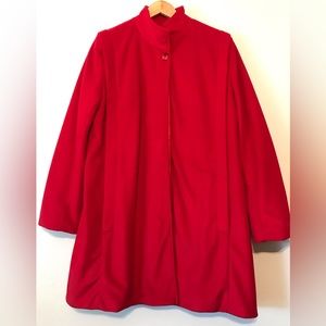 Vintage Sherwood Womens Red Long Dresscoat Size Large Made in USA Fully Lined